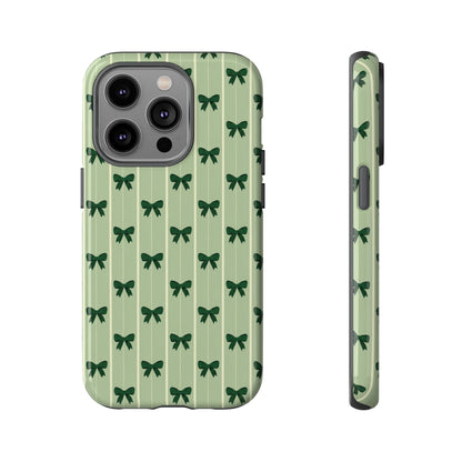 Retro Forest Green Bow Pattern Phone Case