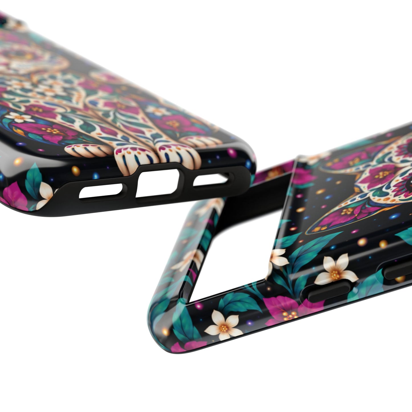Vibrant Purple and Teal Calavera Cat Phone Case - Multicolor Phone Case