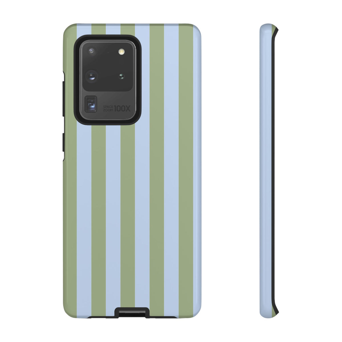Trendy Ice Blue & Green Stripe Pattern Phone Case - Blue Phone Case - Samsung Galaxy S20 Ultra / Glossy