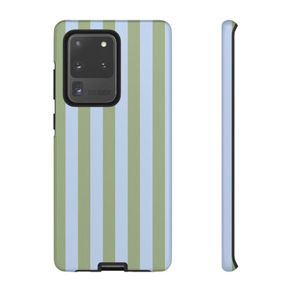 Trendy Ice Blue & Green Stripe Pattern Phone Case - Blue Phone Case - Samsung Galaxy S20 Ultra / Glossy