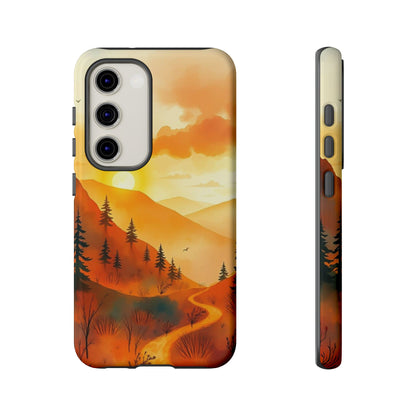 Samsung Galaxy S23 / Glossy Phone Case - Golden Sunset Design Phone Case