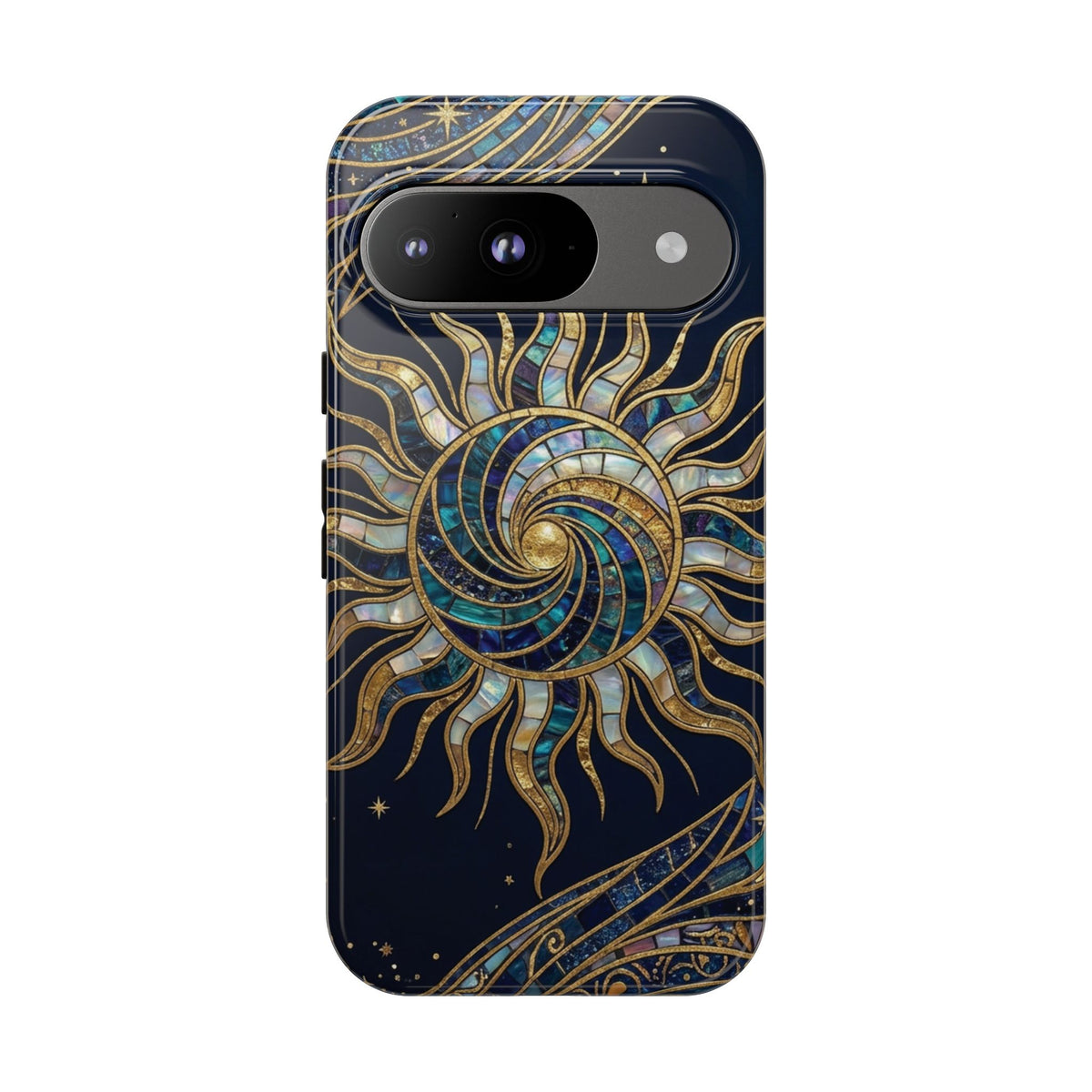 Elegant Navy & Gold Solar Spiral Phone Case