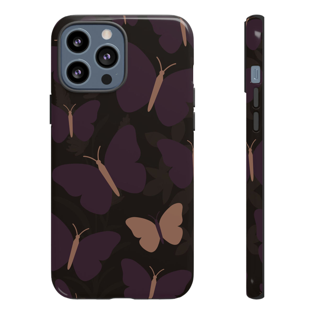 Minimalist Purple Butterfly Pattern Phone Case - Purple Phone Case - iPhone 13 Pro Max / Glossy