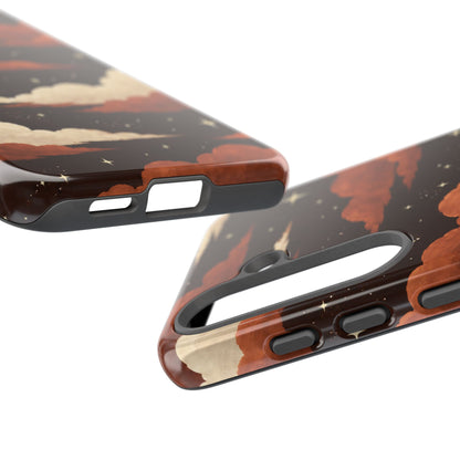 Illustrated Burnt Orange Clouds & Stars Phone Case