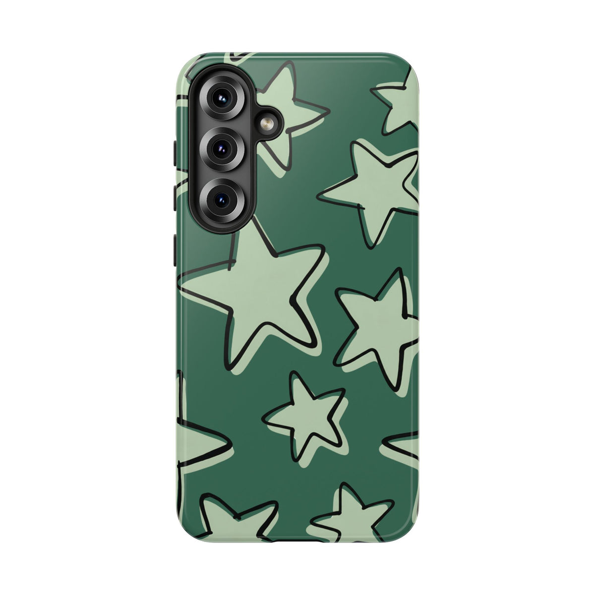 Forest Green Doodle Star Phone Case