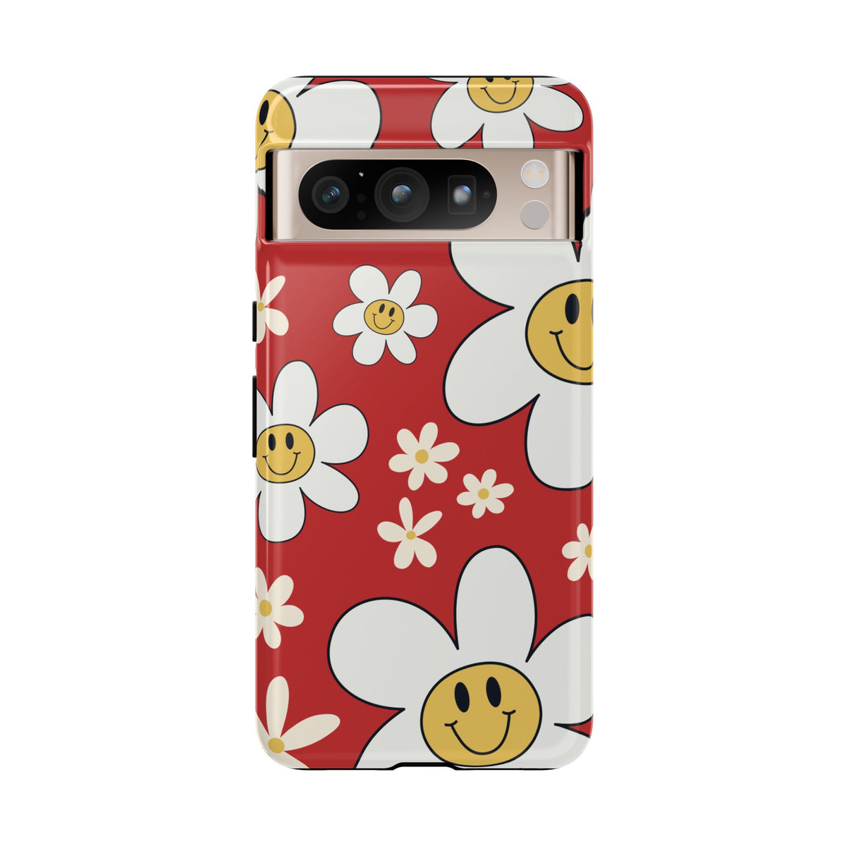 Fun Retro Daisy Pattern with Red Background Phone Case - Red Phone Case - Google Pixel 8 Pro / Glossy