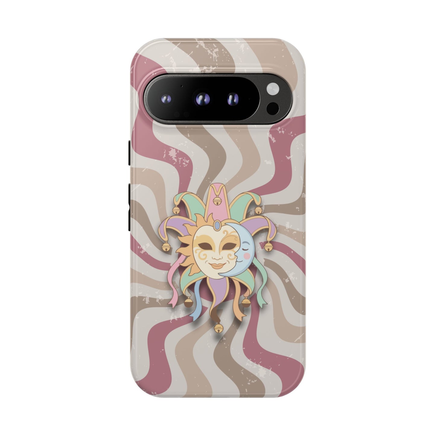 Sun & Moon Jester Mask – Pink Retro Wave Phone Case - Pink Phone Case - Google Pixel 9 Pro / Glossy