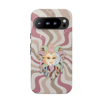 Sun & Moon Jester Mask – Pink Retro Wave Phone Case - Pink Phone Case - Google Pixel 9 Pro / Glossy