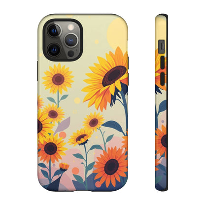 iPhone 12 Pro / Glossy Phone Case - Modern Flat Sunflower Design Phone Case