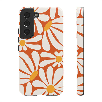 Retro Orange Daisy Pattern Phone Case - Orange Phone Case - Samsung Galaxy S22 / Glossy