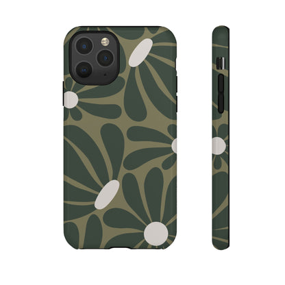 Retro Olive Green Daisy Pattern Phone Case - Green Phone Case - iPhone 11 Pro / Glossy
