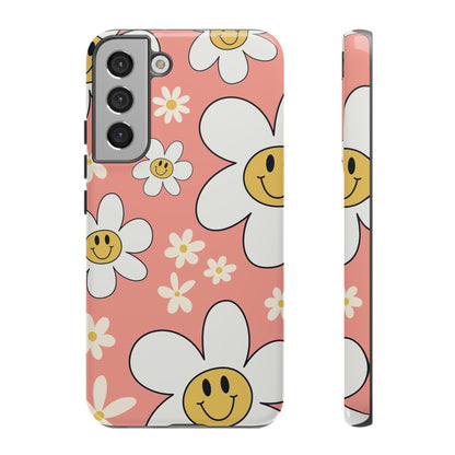 Fun Retro Daisy Pattern with Pink Background Phone Case - Pink Phone Case - Samsung Galaxy S22 Plus / Glossy