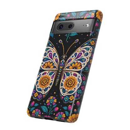 Vibrant Purple and Teal Calavera Butterfly Phone Case - Multicolor Phone Case