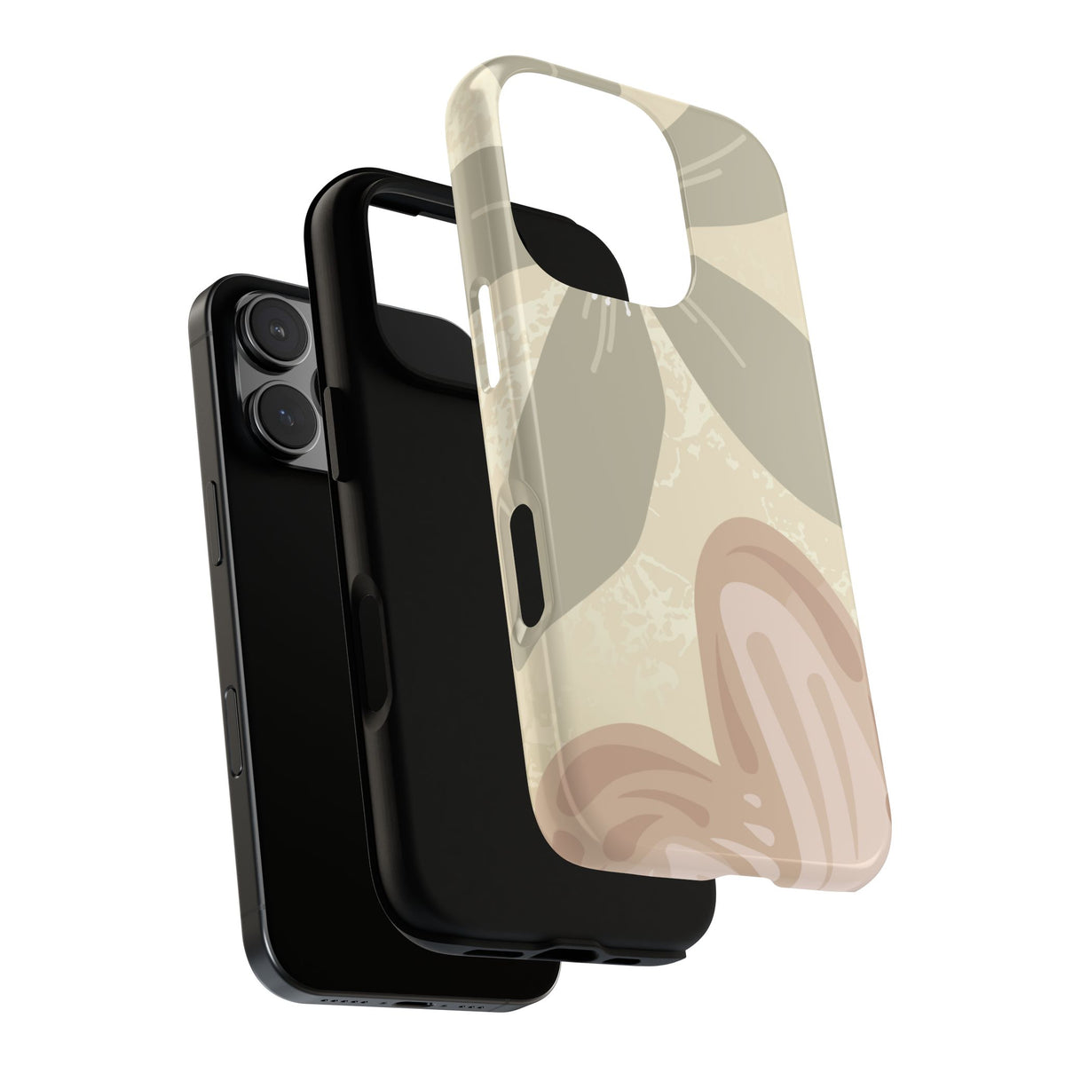Hibiscus Heart Pattern Phone Case - Beige Phone Case