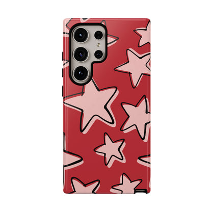 Cherry Red Doodle Star Phone Case