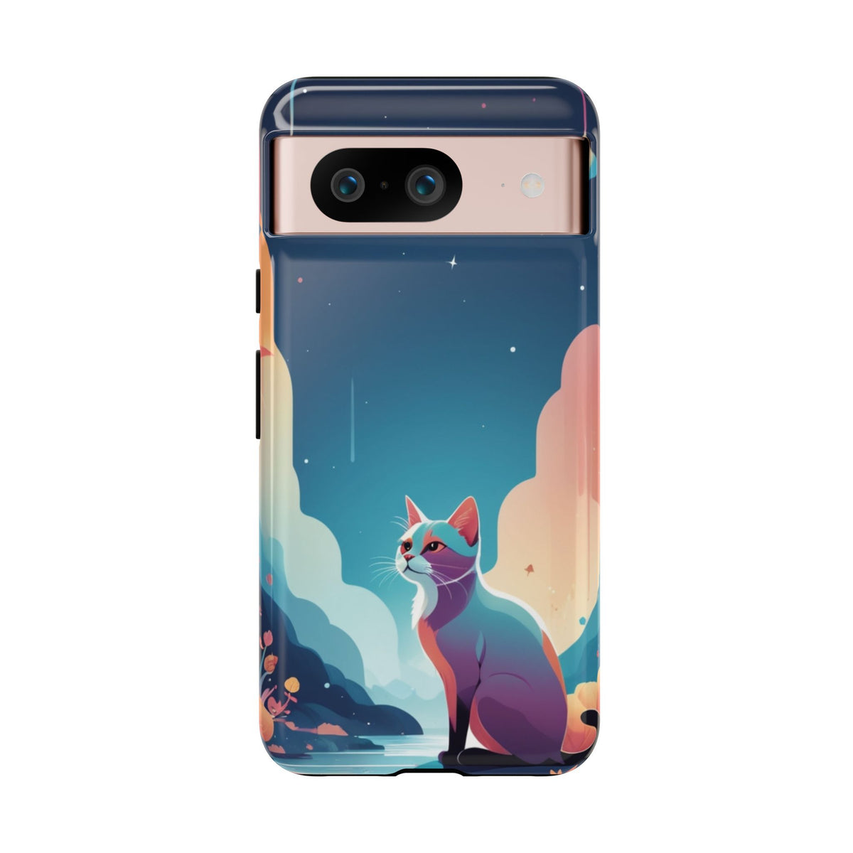 Stylised Cat Design Phone Case - Multicolor Phone Case - Google Pixel 8 / Glossy