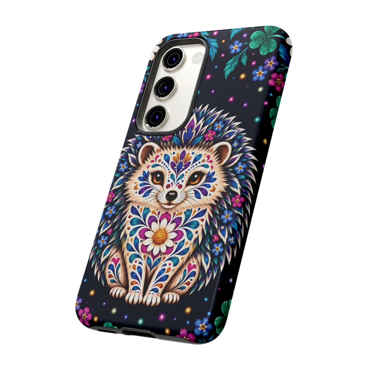 Vibrant Purple and Teal Calavera Hedgehog Phone Case - Multicolor Phone Case