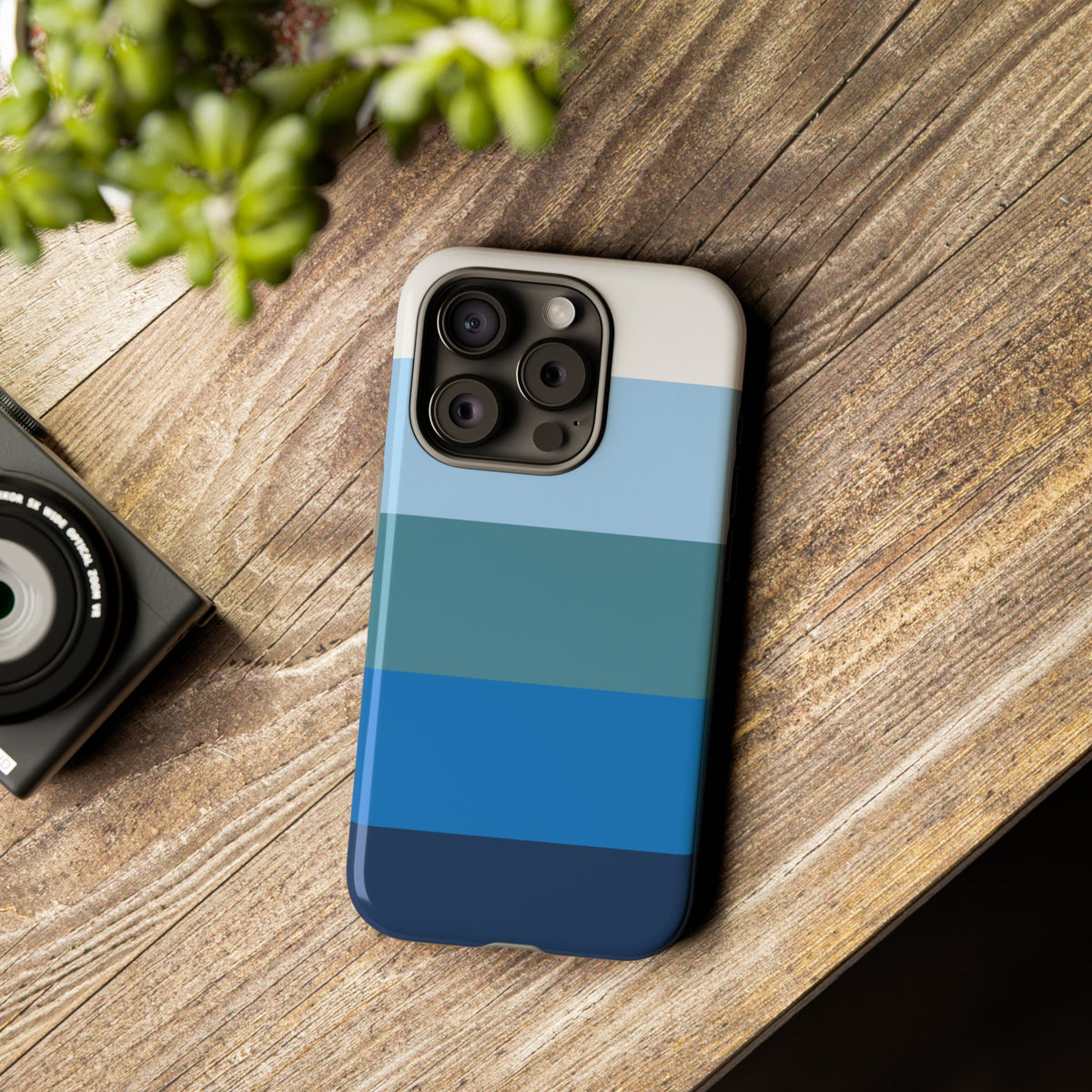 Blue and White Stripe Pattern Phone Case - Blue Phone Case