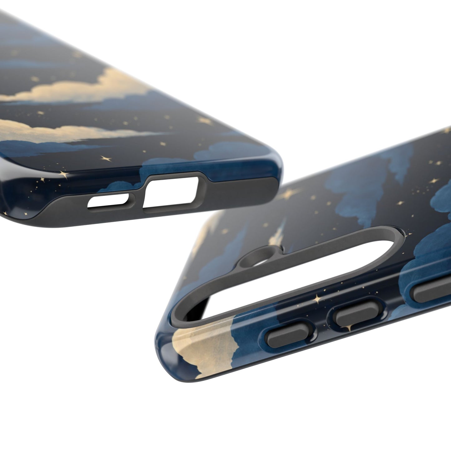 Illustrated Navy Blue Clouds & Stars Phone Case