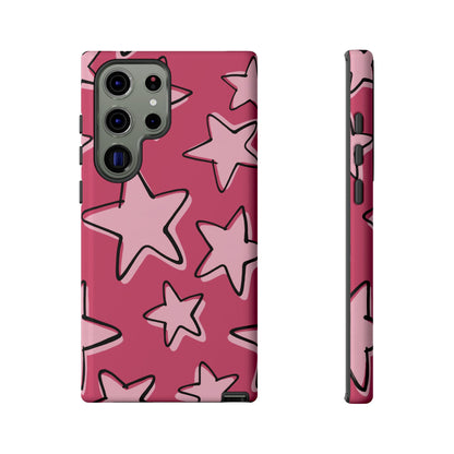 Raspberry Pink Doodle Star Phone Case