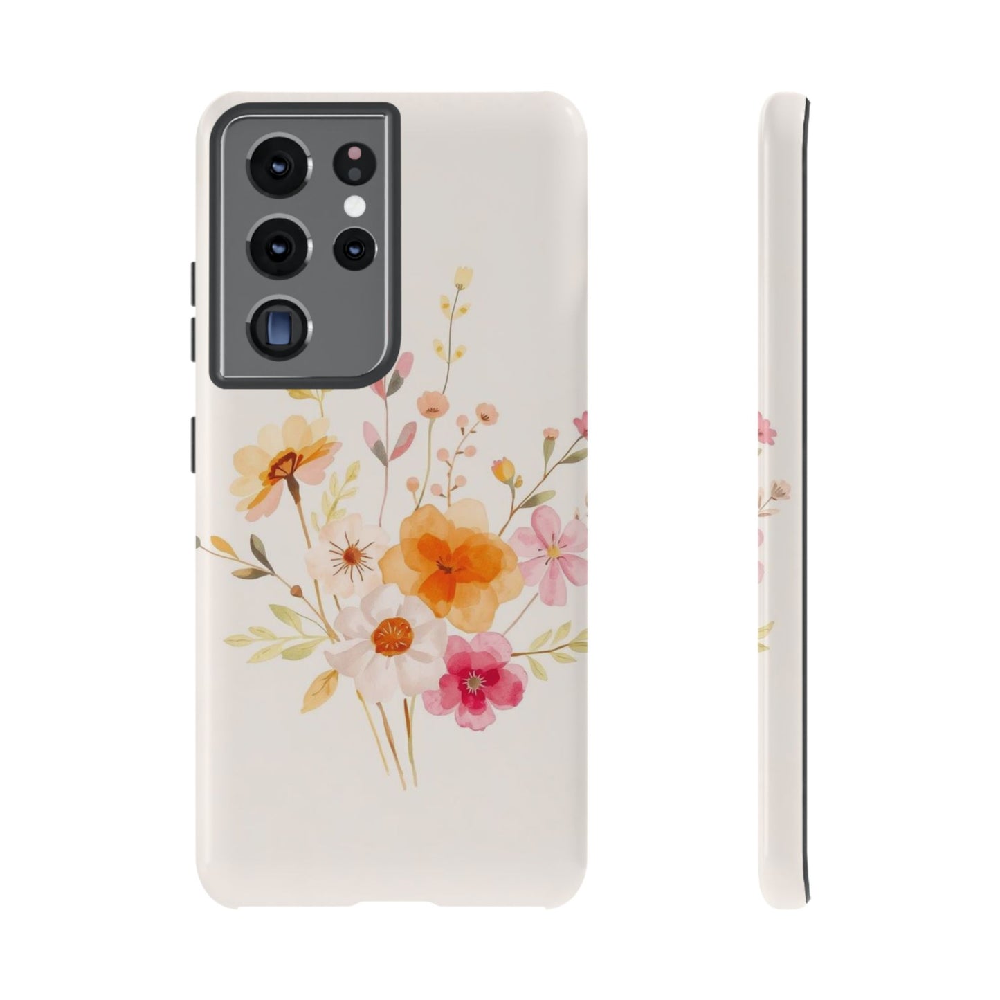 Samsung Galaxy S21 Ultra / Glossy Phone Case - Boho Chic Watercolour Flower Pattern Phone Case