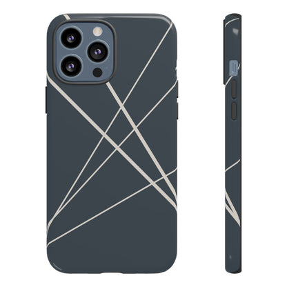 iPhone 13 Pro Max / Glossy Phone Case - Abstract Blue with Beige Lines Phone Case