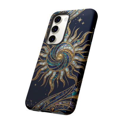 Elegant Navy & Gold Solar Spiral Phone Case
