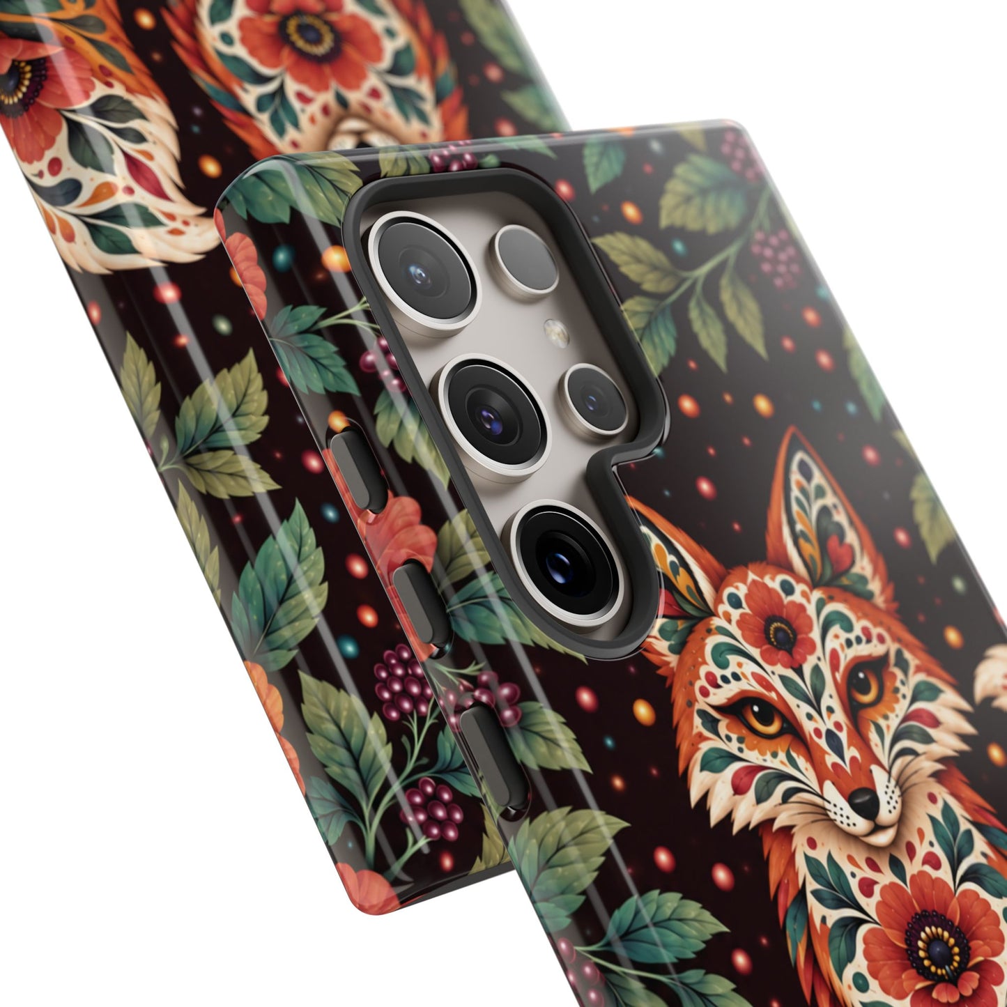 Vibrant Terracotta and Teal Calavera Fox Phone Case - Multicolor Phone Case