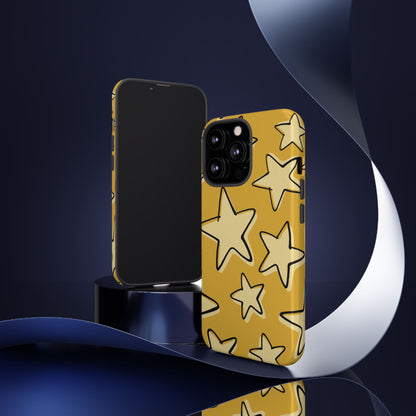 Golden Yellow Doodle Star Phone Case