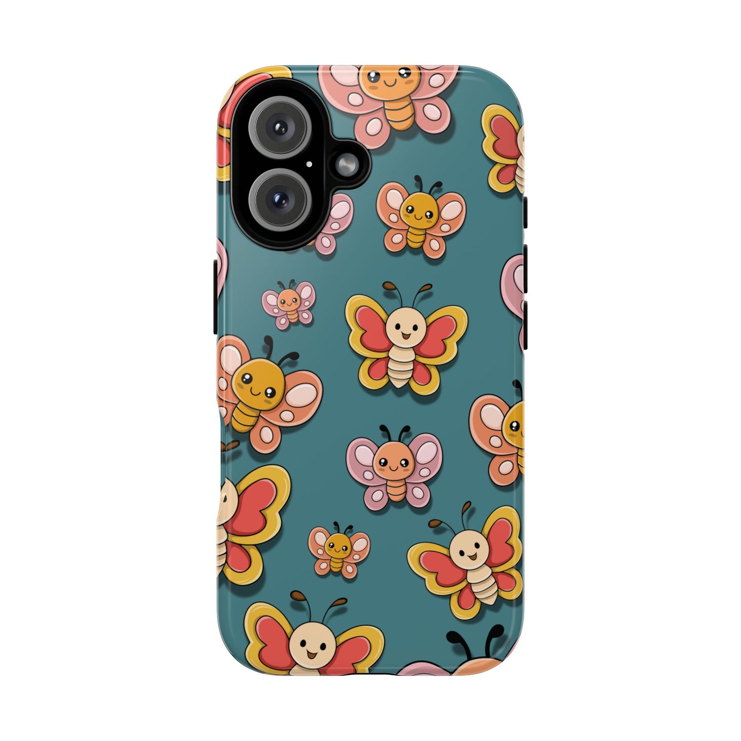 Blue Butterfly Sticker Design Phone Case - Blue Phone Case - iPhone 16 / Glossy