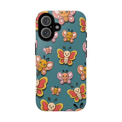 Blue Butterfly Sticker Design Phone Case - Blue Phone Case - iPhone 16 / Glossy