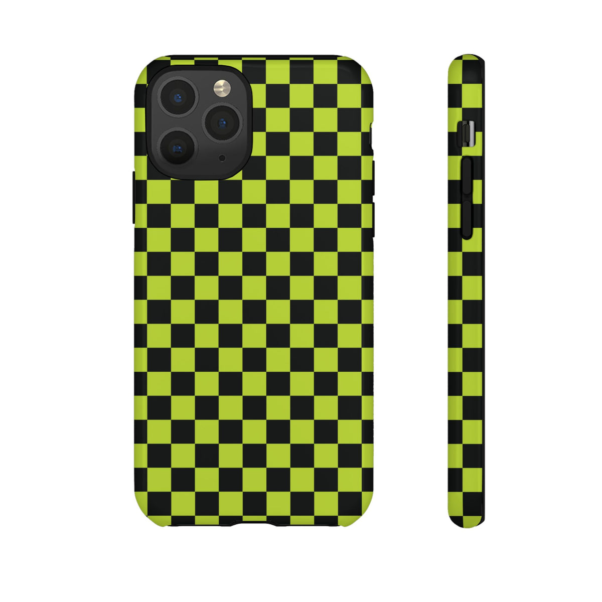Trendy Neon Lime Green & Black Small Checked Pattern Phone Case - Green Phone Case - iPhone 11 Pro / Glossy