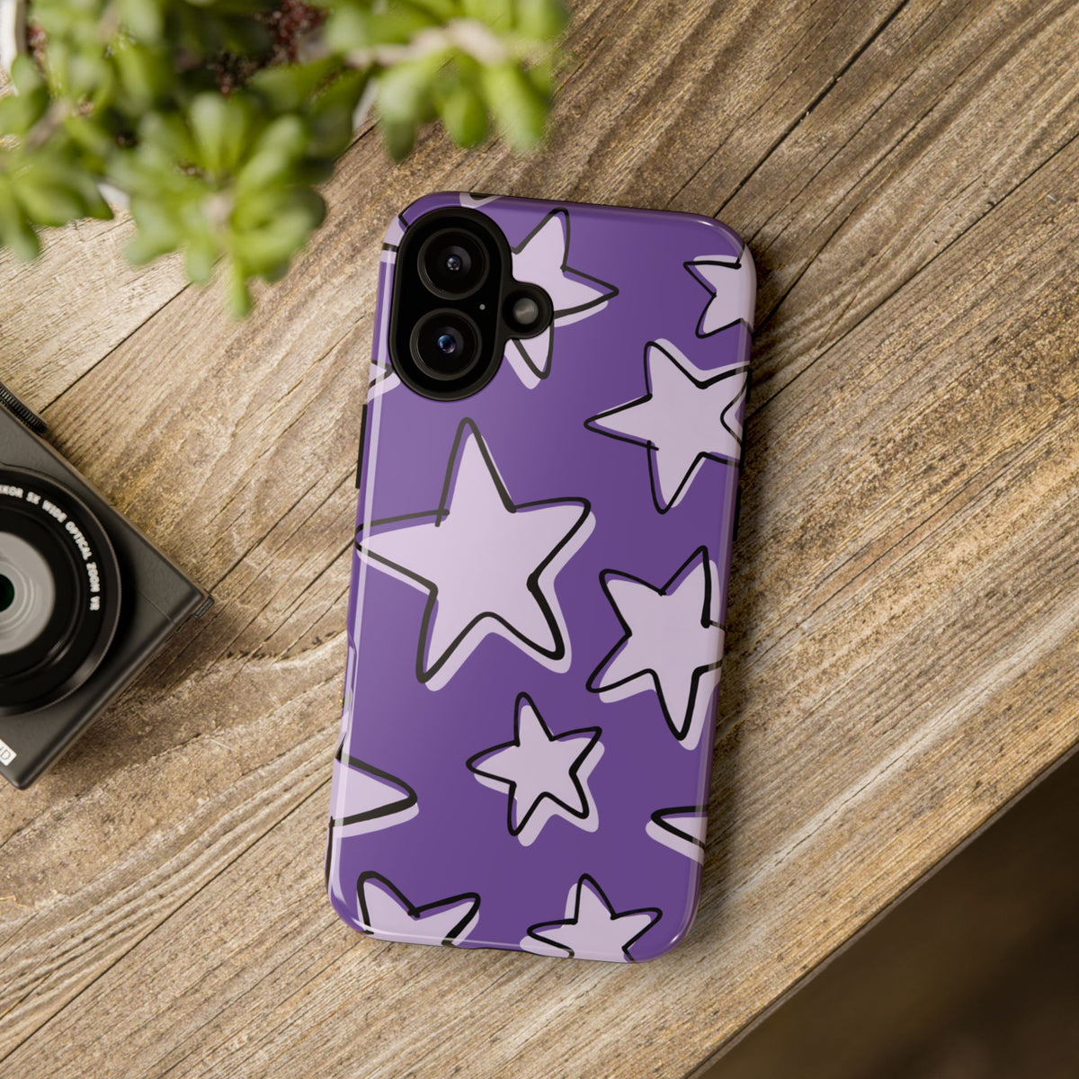 Violet Purple Doodle Star Phone Case