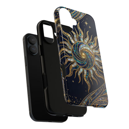 Elegant Navy & Gold Solar Spiral Phone Case