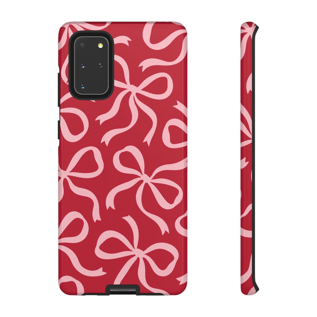 Bold Raspberry Red and Blush Pink Bow Pattern Phone Case