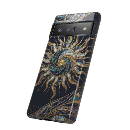 Elegant Navy & Gold Solar Spiral Phone Case