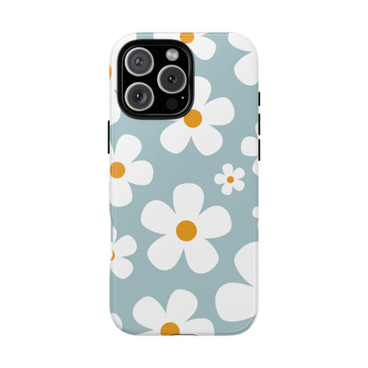 Cute Blue Daisy Pattern Phone Case - Blue Phone Case - iPhone 16 Pro Max / Glossy