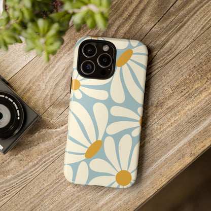 Retro Light Blue Daisy Pattern Phone Case - Blue Phone Case