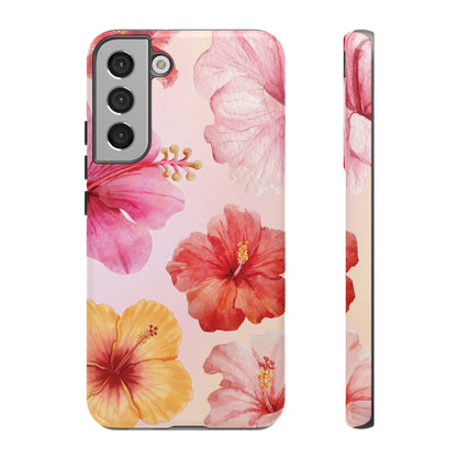 Samsung Galaxy S22 Plus / Glossy Phone Case - ’Pink Hibiscus Pattern #1’ Phone Case