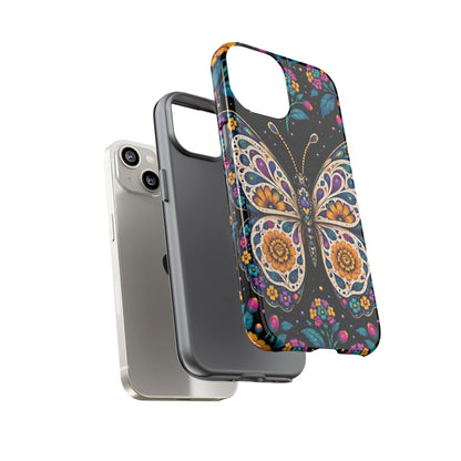 Vibrant Purple and Teal Calavera Butterfly Phone Case - Multicolor Phone Case