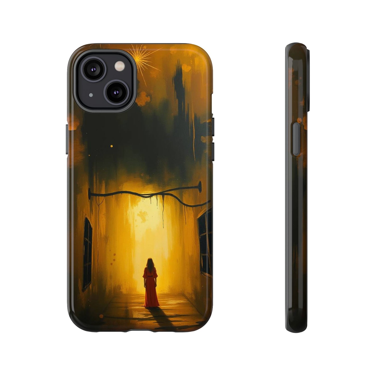 iPhone 14 Plus / Glossy Phone Case - Acrylic Gothic Woman in Red Phone Case