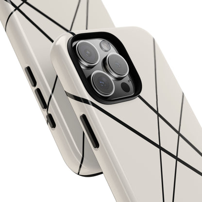Abstract White with Black Lines Phone Case - White Phone Case
