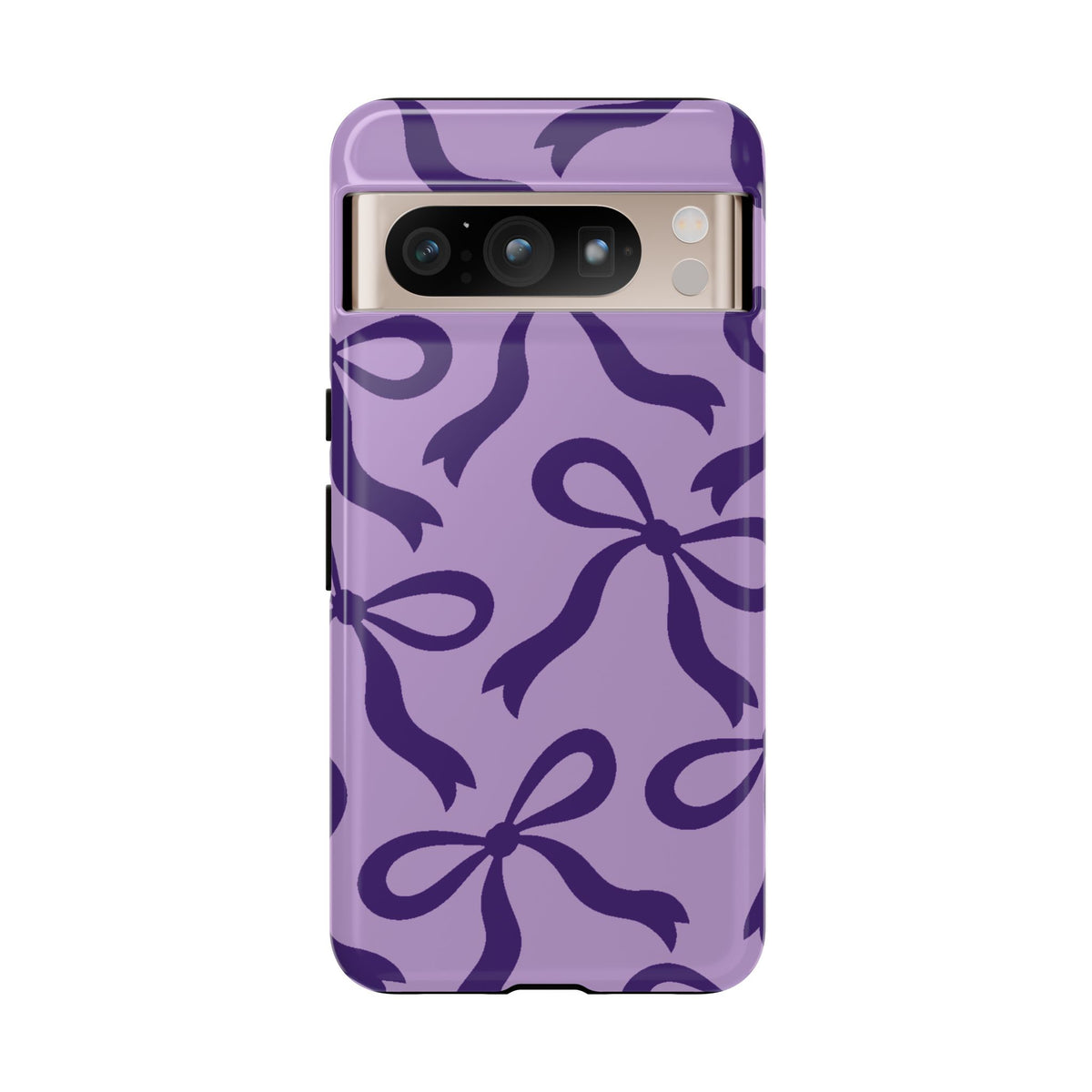 Bold Lilac and Deep Purple Bow Pattern Phone Case - Purple Phone Case - Google Pixel 8 Pro / Glossy