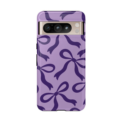 Bold Lilac and Deep Purple Bow Pattern Phone Case - Purple Phone Case - Google Pixel 8 Pro / Glossy