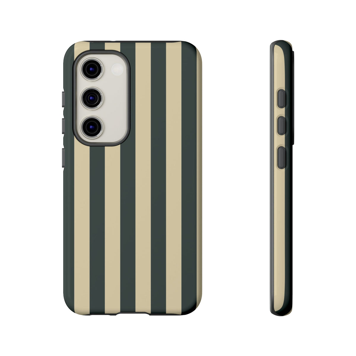 Green & Beige Stripe Pattern Phone Case - Green Phone Case - Samsung Galaxy S23 / Glossy