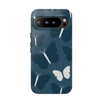 Minimalist Dark Blue Butterfly Pattern Phone Case - Blue Phone Case - Google Pixel 9 Pro XL / Glossy