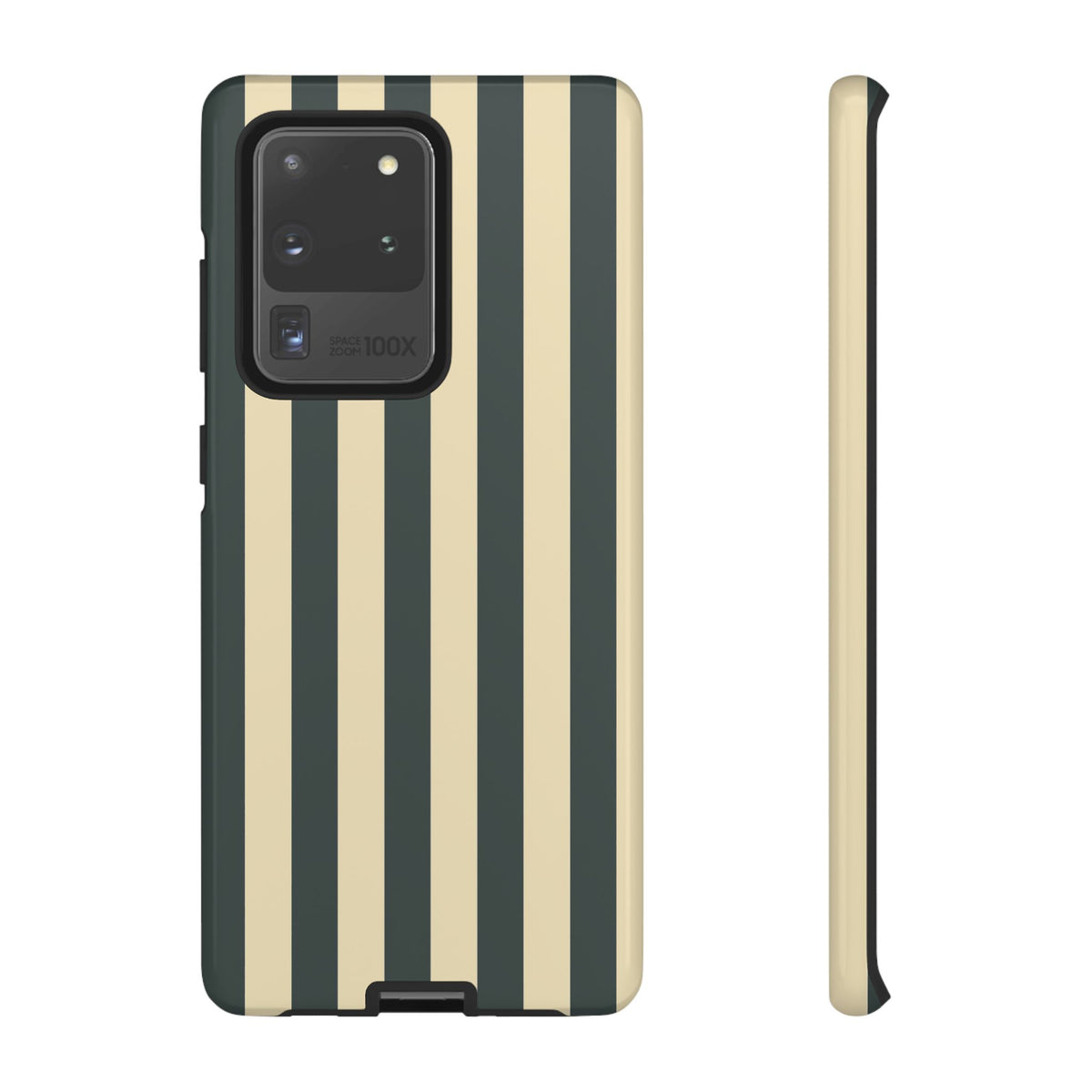 Green & Beige Stripe Pattern Phone Case - Green Phone Case - Samsung Galaxy S20 Ultra / Glossy