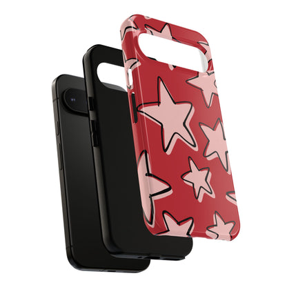 Cherry Red Doodle Star Phone Case