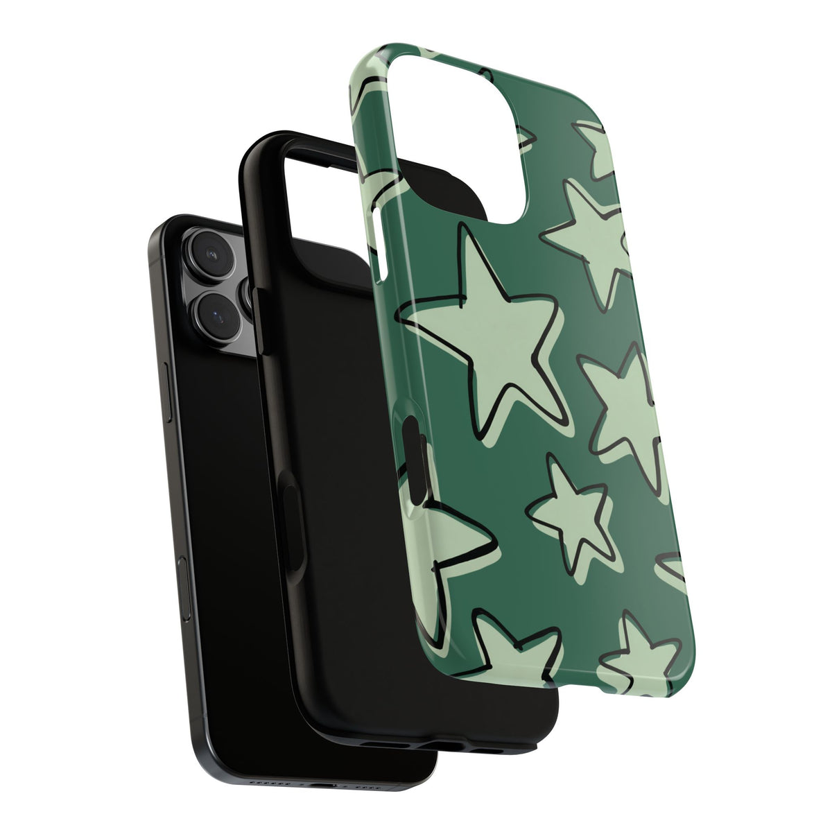 Forest Green Doodle Star Phone Case