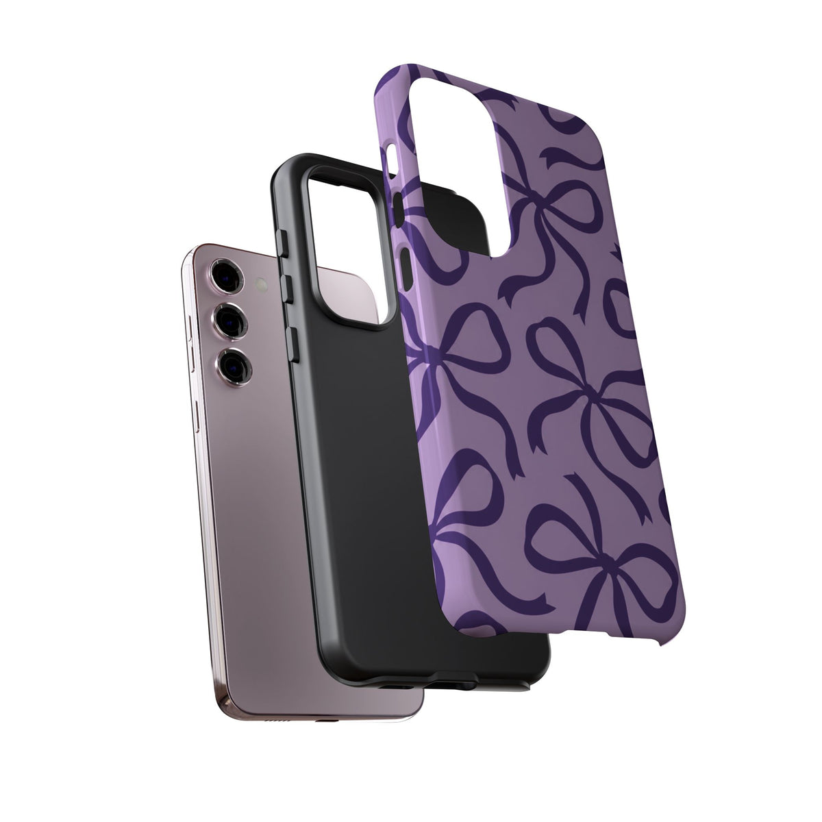Bold Lilac and Deep Purple Bow Pattern Phone Case